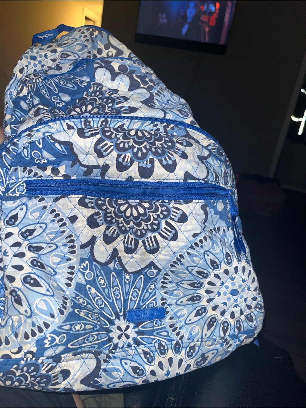 Vera Bradley Blue and White Quilted Floral Backpack